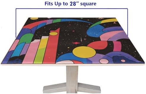 Square Fitted Table Cloth, Modern Geometric Pattern Printed on Fade Resistant Table Cover Square, Use for Kitchen Balcony Cafe Dining, Fit for 28" x 28" Square Tables - Image 5
