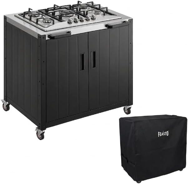Feasto Outdoor Kitchen Island with Propane Gas Stove, Storage Cabinet & Cover by Idealforcook