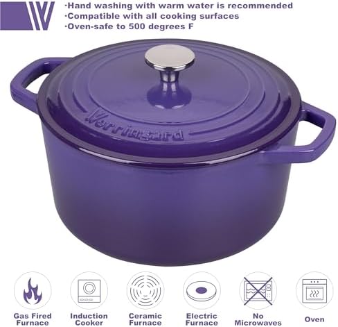 VORRINGARD Enameled Cast Iron Dutch Oven Pot with Lid, for Bread Baking, Round Bread Oven- include Sourdough Bread Baking Supplies Set, 6QT, Purple - Image 3