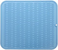 MicoYang Silicone Dish Drying Mat for Multiple Usage,Easy clean,Eco-friendly,Heat-resistant Silicone Mat for Kitchen Counter or Sink,Refrigerator or Drawer Liner Light Blue XL 18 inches x 16 inches by MicoYang