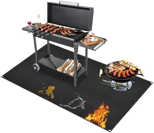 Under Grill Mat for Outdoor Grilling, 90 x 48 inches Double-Sided Fireproof Waterproof BBQ Protector for Deck and Patio Under Grill Mat for Outdoor BBQ by Unknown