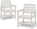 SERWALL Patio Dining Chair Set of 2,All Weather HDPE Dining Chair, White by SERWALL