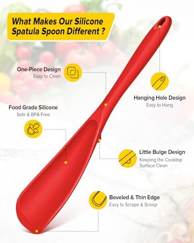 BUNDLEPRO Silicone Cooking Spoons for Nonstick Cookware, One-Piece, 2 Pack - Image 3