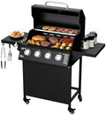 4-Burner Propane Gas Grill, 40000 BTU Stainless Steel Outdoor BBQ by LOUAORIS