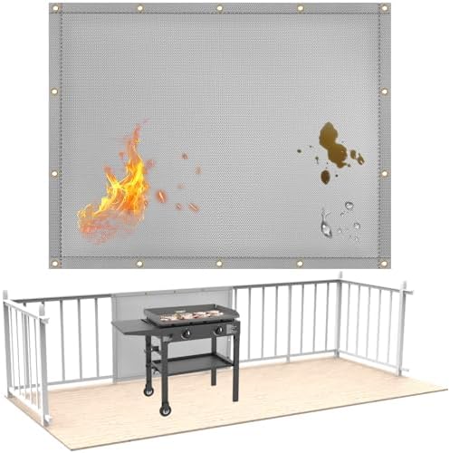 Fireproof Grill Heat Shield for Deck Railing/Wall, 4'x3', Gray by Amerbro