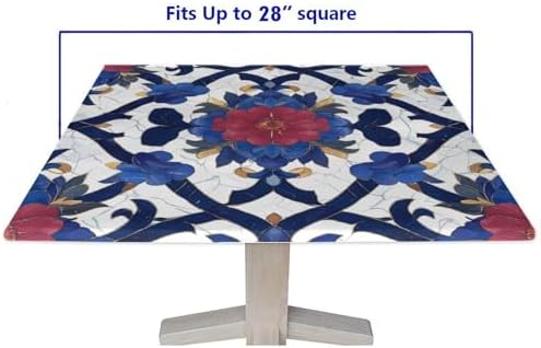 Card Table Tablecloths, Moroccan Trellis Pattern Printed on Polyester Elastic Outdoor Table Cover, Perfect for Breakfasts Tea Gatherings, Fit for 28" x 28" Square Tables - Image 5