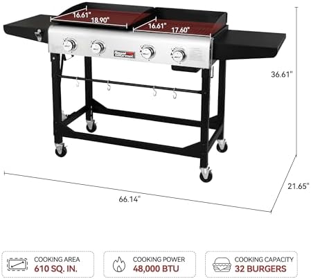 Royal Gourmet Portable Propane Gas Grill and Griddle Combo with Side Table - Image 4