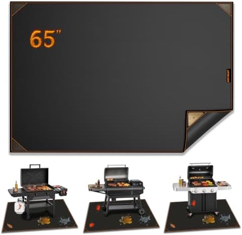 Under Grill Mat for Outdoor Grill, Wind Resistant No-Curl 65x48 in by koymiley