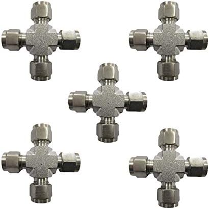 Misting Fittings (Cross Four Way Compression - 3/8 -Pack of 5) by Mistcooling