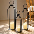 Perfnique Modern Farmhouse Lanterns, Set of 3 Black Metal Lanterns w/ 6hr Timer Flickering Flameless Candles, Decorative for Outdoor Decor, Front Porch, Indoor, Patio, Garden, Fireplace, Christmas by PERFNIQUE