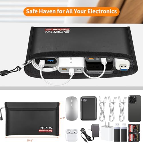 ENGPOW Fireproof Organizer Travel Safe Bag, Portable Electronic Carry Case - Image 4