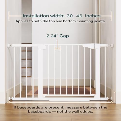 Cumbor 30-46" Baby Gate for Stairs, Auto Close Dog Gate for Doorways White - Image 4