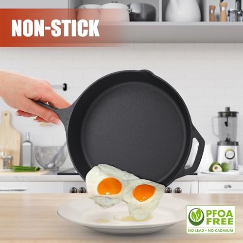 Z GRILLS Mini Cast Iron Skillets, Pre-Seasoned Cast Iron Frying Pan for Cooking & Grill, Stovetop, Camping Firepit, Induction, Oven Safe Cookware, 12 Inch - Image 4