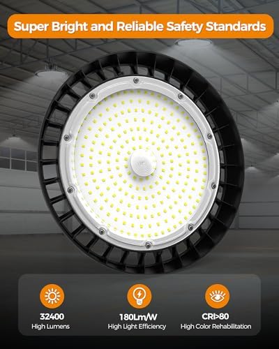 AIKVSXER 180W UFO LED High Bay Light 18 Pack, 6000K Shop Lights Plug & Play - Image 2