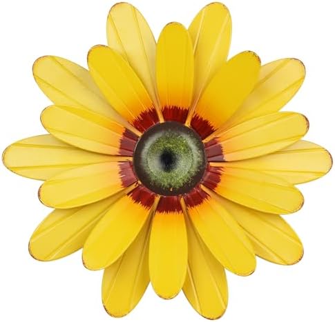 YEAHOME Sunflower Garden Decor, 11'' Metal Flower Wall Decor, Yard Hanging Wall Art Decorations for Kitchen, Bathroom, Living Room, Spring Boho Art for Indoor Outdoor by YEAHOME