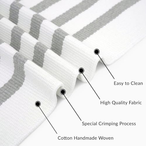 IOHOUZE 2x4.3 Striped Outdoor Door Mat, Washable Porch Rug, Grey White - Image 4