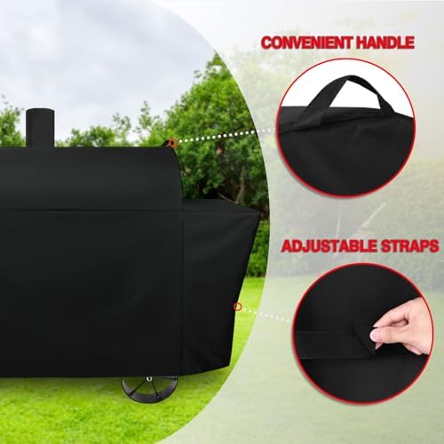 Grill Cover for Oklahoma Joe's Longhorn Combo Grill, Heavy Duty Waterproof Oklahoma Joe's Longhorn Combo Charcoal Gas Smoker BBQ Covers - Image 3