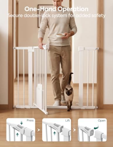 Babelio 36" Tall Dog Gate with Adjustable Cat Door, CatPrivilege I, 29-43" - Image 5