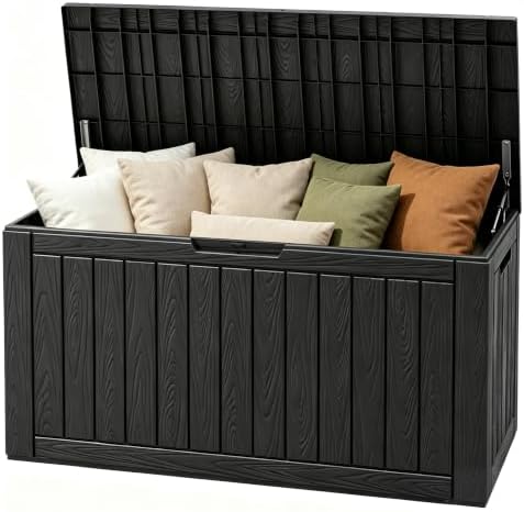 Outdoor Storage Waterproof Deck Box for Patio (110 Gallon, Black) by Unknown