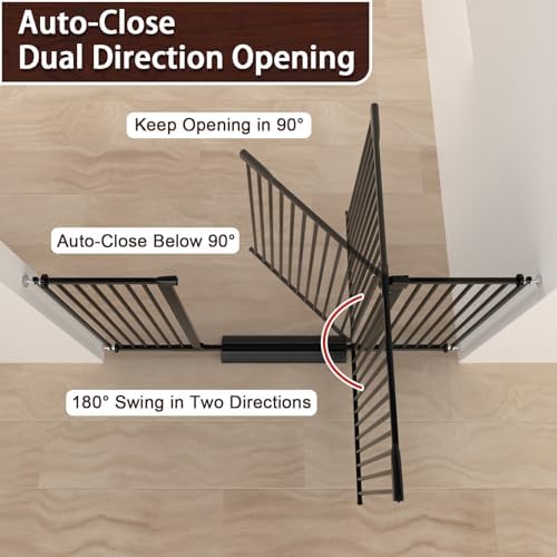 DEARBB Extra Wide Baby Gate Ultra Narrow Spacing 30.11-77.36" Pressure Mounted Double Lock Swing Auto Close Walk Through Metal Safety Pet Gate for Stairs and House Doorway Kitchen - Image 6