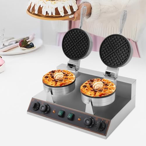 Commercial Waffle Maker, 2400W Electric Waffle Machine, Double-head Stainless Steel Waffle Iron Baker with Non-Stick Coating, 122-572℉ Temperature Adjustable - Image 7