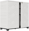 HOMSPARK Indoor/Outdoor Storage Cabinet with Doors and 2 Metal Shelves, 34”x15”x34” HDPE Plastic Storage Box for Patio, Garden, Enterway, Balcony, Multi-Purpose for Daily Tools, White by HOMSPARK