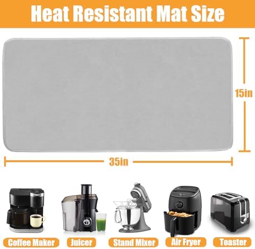 TOHONFOO Heat Resistant Mats for Countertop & Air Fryer, 35x15 in, Gray - Image 2