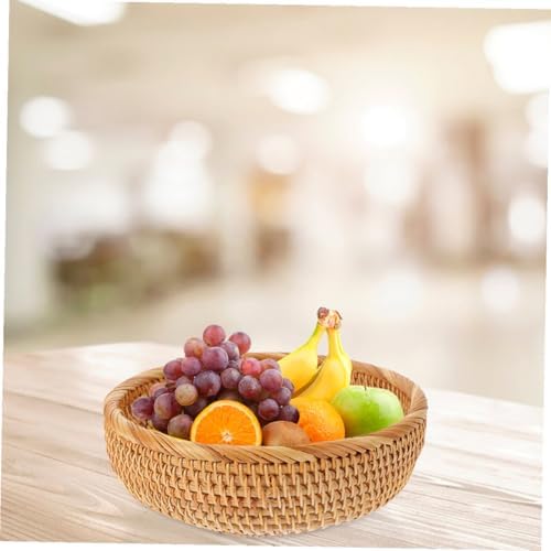 Rattan round Basket, Vintage Kitchen Organizer - Image 7