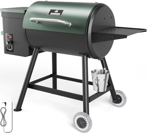 DAMNISS Pellet Grill Smoker 8 In 1 Outdoor Wood Electric Pellet BBQ Grill With PID Temperature Control And Meat Probe 456 Sq.In Removable Cooking Area Easy Clean by DAMNISS