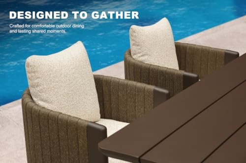 PURPLE LEAF Patio Dining Set 5 PC Aluminum with Olifen Wicker Chair Bronze - Image 2