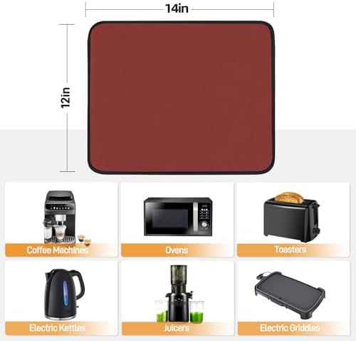 Heat Resistant Mats for Air Fryer on Countertop, 14 x 12in, Red - Image 4