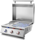 Livory 26 Inch BBQ Head Griddle Grill Combo for Outdoor Kitchen, Natural Gas Built-in Grills for Barbecue Island, 3-Burner, 3 * 14,000 BTU, Premium 304 Stainless Steel, Convertible to Liquid Propane by Livory