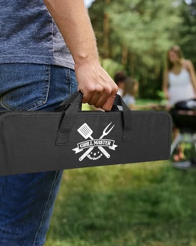4PCS Grilling Accessories BBQ Tools - Stainless Steel Grill Set with Tongs, Fork, Spatula, Brush, Carrying Bag, Birthday for Men, Father, Husband - Image 6