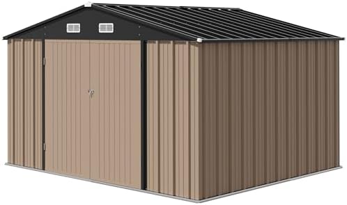 Devoko 10x8 FT Outdoor Storage Shed, Brown - Image 7