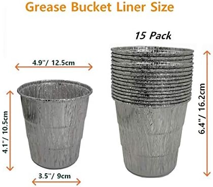 Drip Grease Bucket & 15-Pack Liners for Traeger 20/22/34, Pit Boss, etc Pellets Smoke (Silver 15) - Image 3