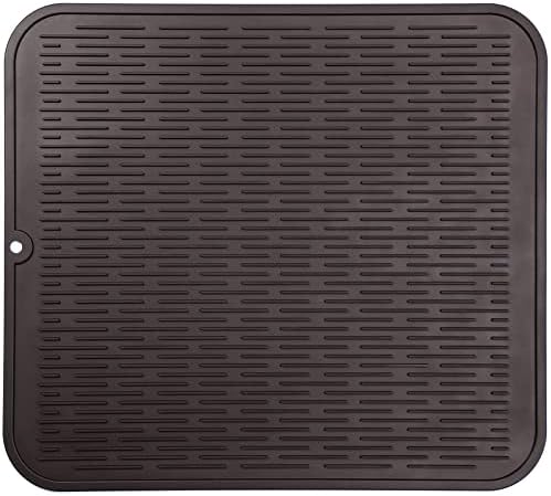 MicoYang Silicone Dish Drying Mat for Multiple Usage,Easy clean,Eco-friendly,Heat-resistant Silicone Mat for Kitchen Counter or Sink,Refrigerator or Drawer Liner Coffee 2XL 24 inches x 18 inches by MicoYang