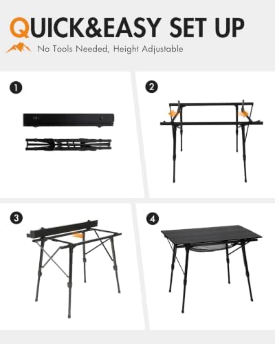 Portal Camping Table, Folding Aluminum Outdoor Table with Mesh Layer - Image 6