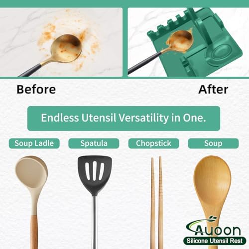 AUOON Silicone Utensil Rest with Lid Holder, Large, Sea Blue - Image 2
