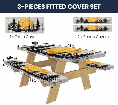 CAPSCEOLL Picnic Table Cover with Bench Covers 6ft - Camping on Wood - Image 2