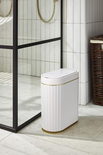 ELPHECO Bathroom Trash Can with Lid, 2 Gallon, Motion Sensor, White Gold - Image 2