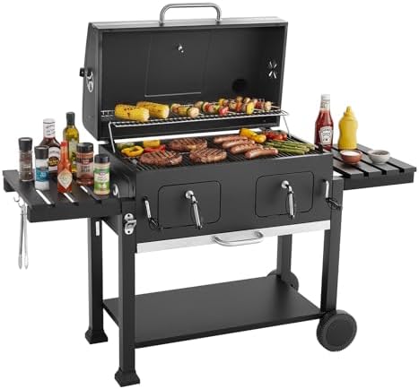 VEVOR Charcoal Grill, 780 sq.in. Extra-Large Charcoal Barbecue Grill with 2 Liftable Charcoal Trays & Folding Side Tables, High-Temp Powder-Coated Steel BBQ Cooking Grills for Patio Backyard Parties by VEVOR