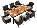Flamaker Patio Dining Set for 8 Outdoor Acacia Wood Table and Chairs, Black by Flamaker