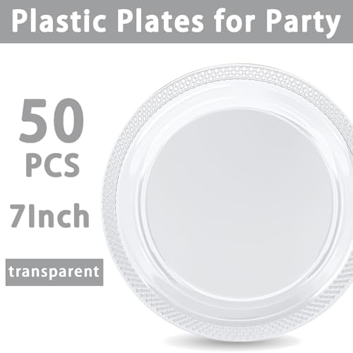WELLIFE 7 Inch Clear Plastic Plates 50 Count - Image 7