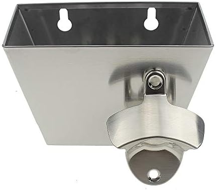 Stainless Bottle Opener Wall Mounted Cap Catcher with Drain Holes by Wallmountedbottleopener