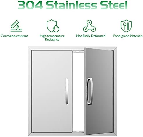 Outdoor Kitchen Doors 26W x 24H Inch, Double BBQ Access Doors 304 Stainless Steel for Outdoor Kitchen Cabinet Grill Station or BBQ Island - Image 5