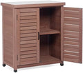 Outdoor Storage Cabinet with Metal Tabletop, Cedar Wood Garden Workstation by MederlaOutdoorLiving