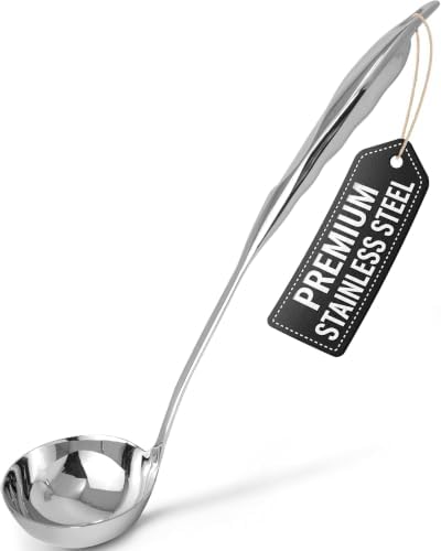 Zulay Kitchen Stainless Steel Soup Ladle - 13” Large Ladle for Soups, Stews & Sauces - Durable, Heat-Resistant, Rust-Proof & Dishwasher Safe Kitchen Utensil with Ergonomic Handle by ZulayKitchen