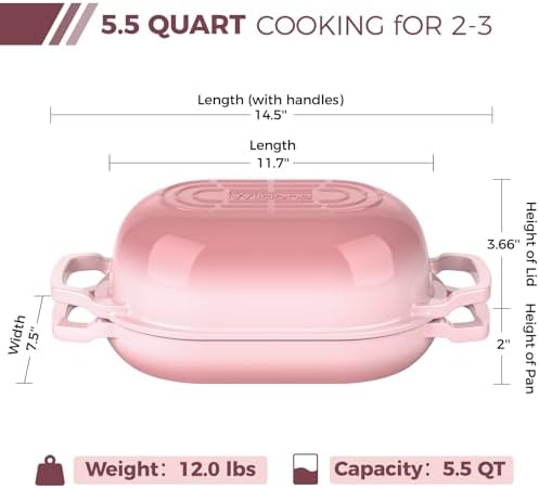 Wildone Enameled Cast Iron Dutch Oven Pot with Lid, Oval Bread Oven - Image 2