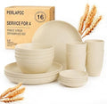 16 PCS Camping Dishes Set for 4, Unbreakable Plates and Bowls Set by Perlapoc