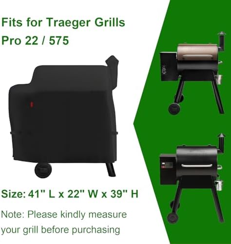 Grill Cover Fits Traeger Pro 575 & Pro 22 (TFB82KLF, TFB57KCL, TFB30KLF, TFB29BKLF) Electric Grill and Smoker,Compared to Traeger BAC503, Cover Geny Outdoor Heavy Duty Waterproof BBQ Grill Cover - Image 2